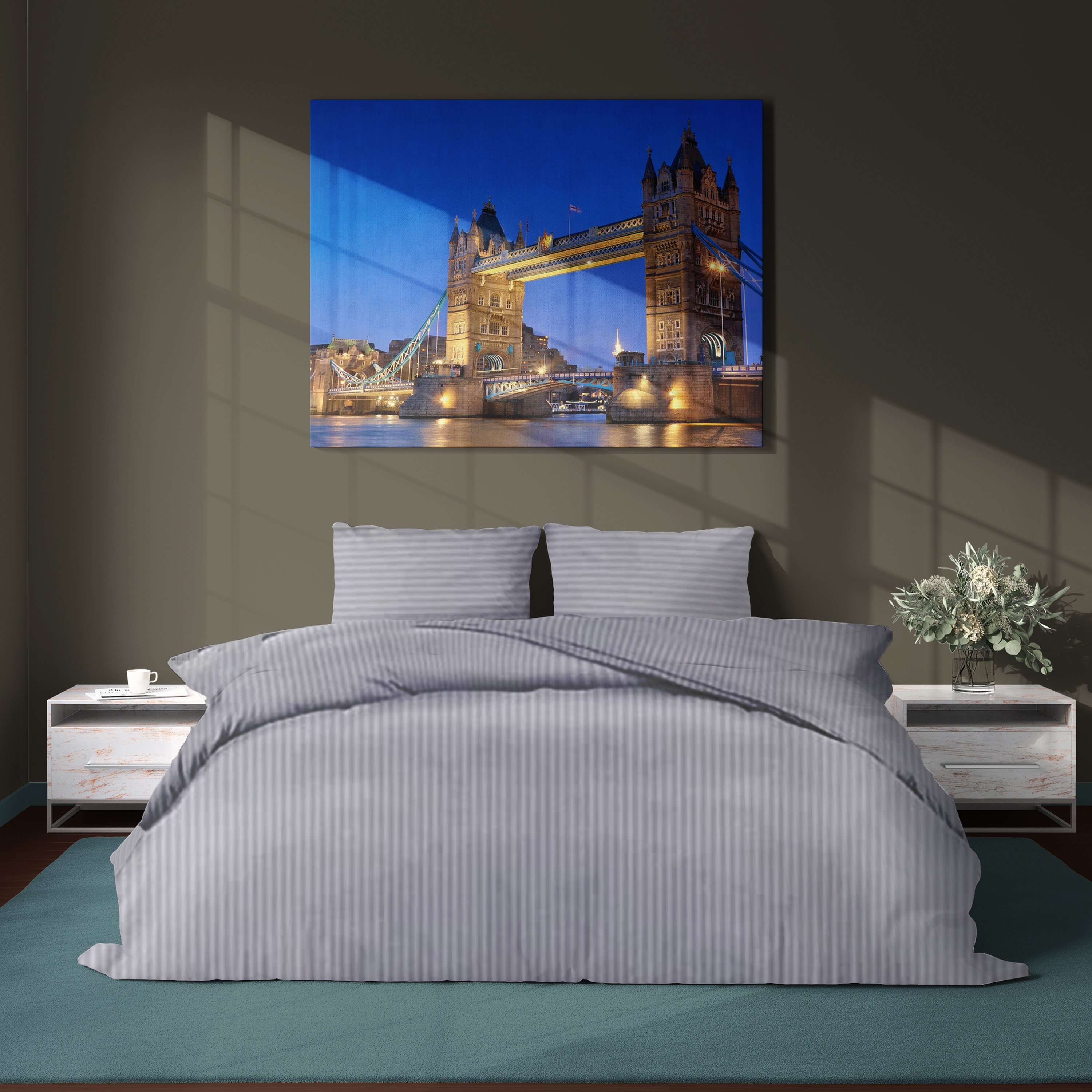 grey stripe duvet cover for sale
