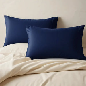 navy pillow cases pair for sale