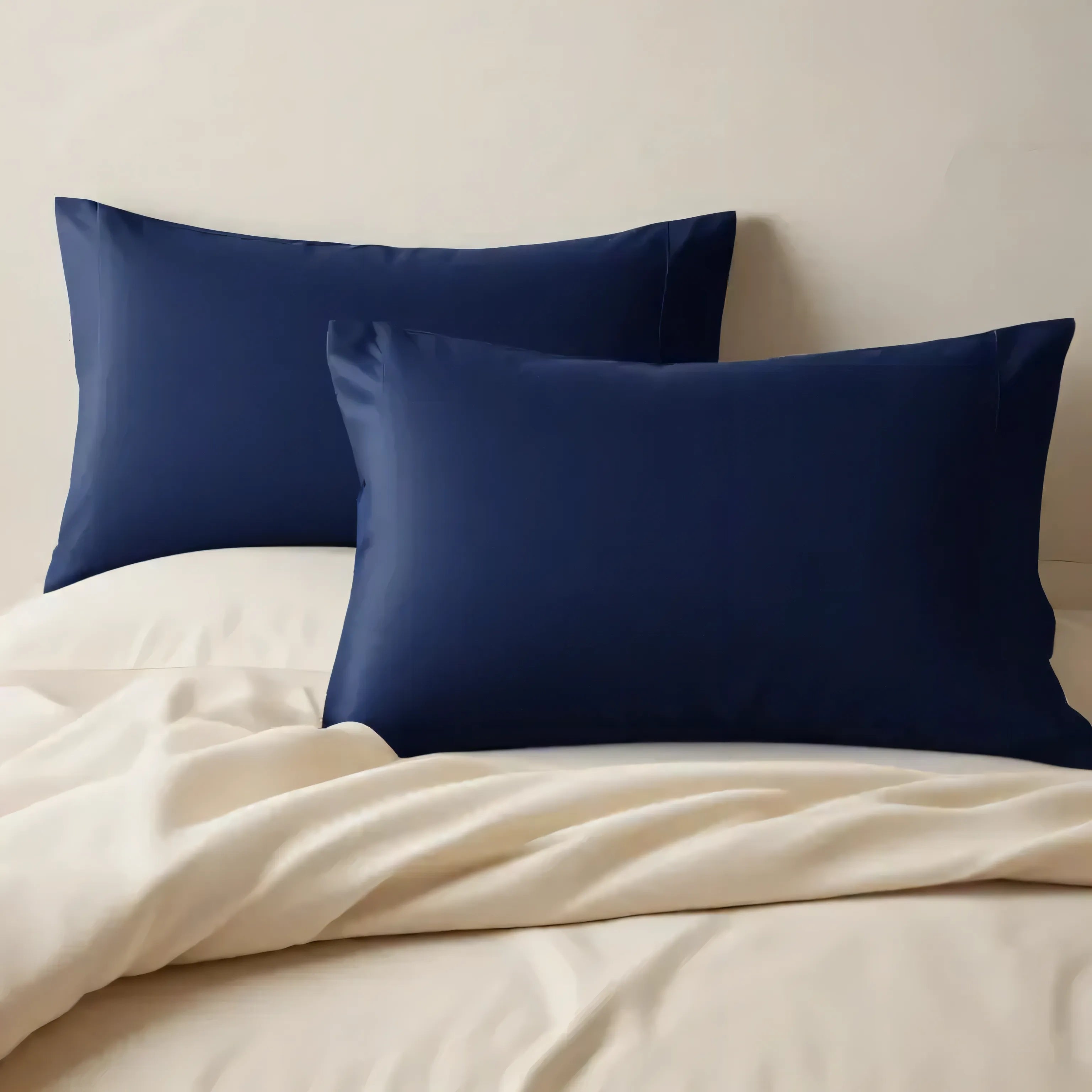 navy pillow cases pair for sale
