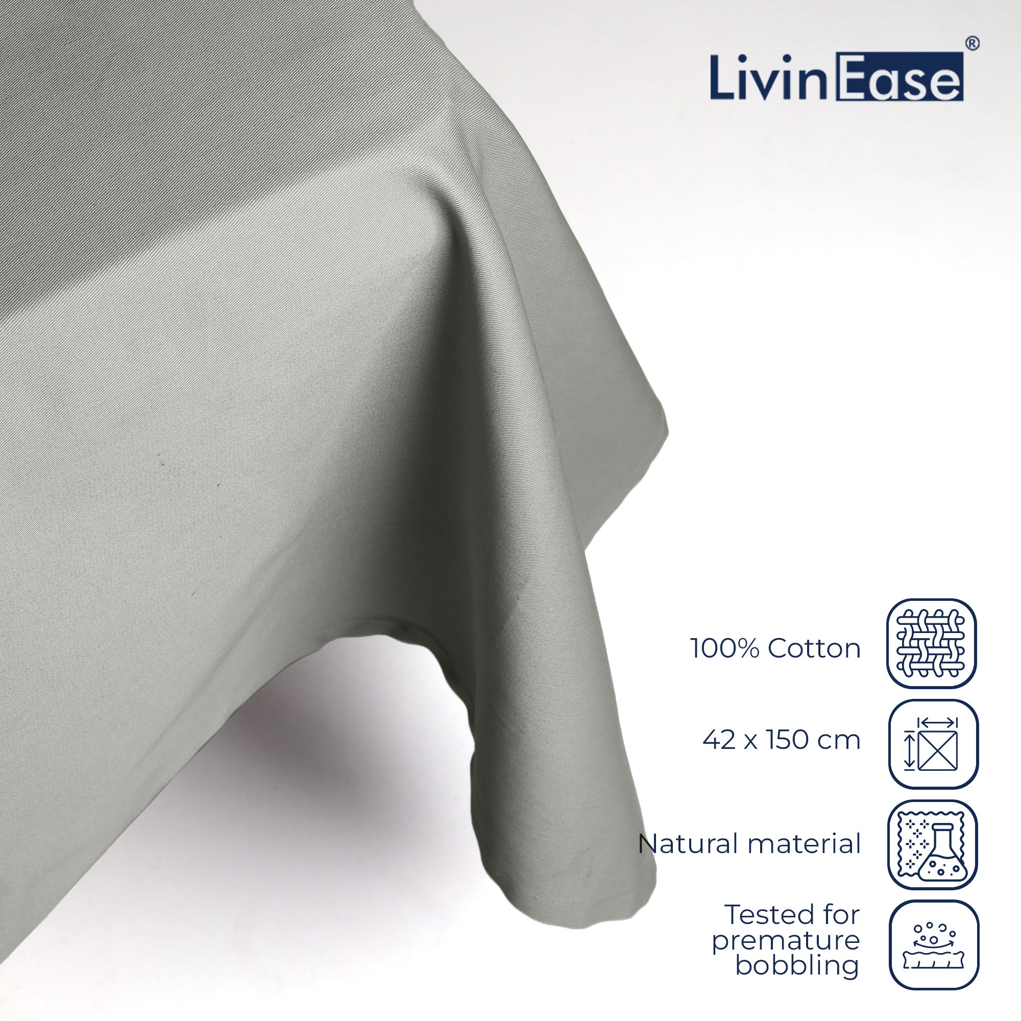 size guide grey table cover