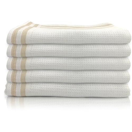 white-brown tea towels pack of 5 for sale