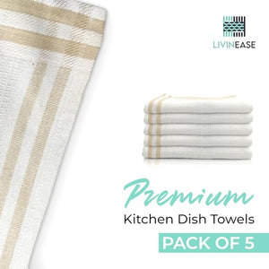 cheap white-brown tea towels pack of 5