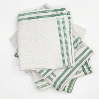 White-Green Dish Towels Pack of 6