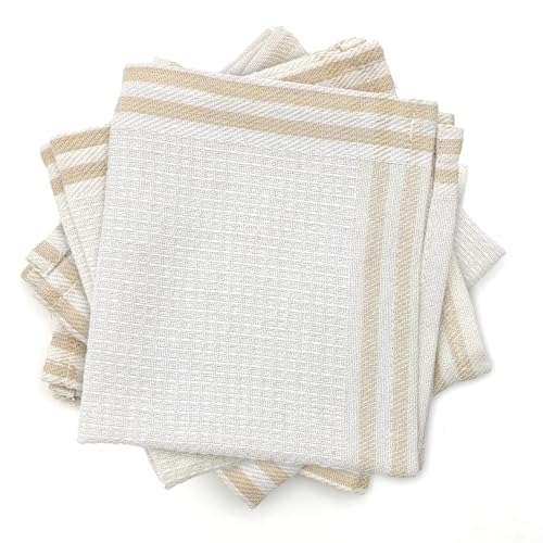 buy white-brown dish towels pack of 6