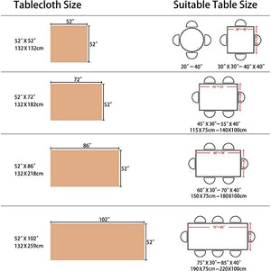 size guide grey table cover