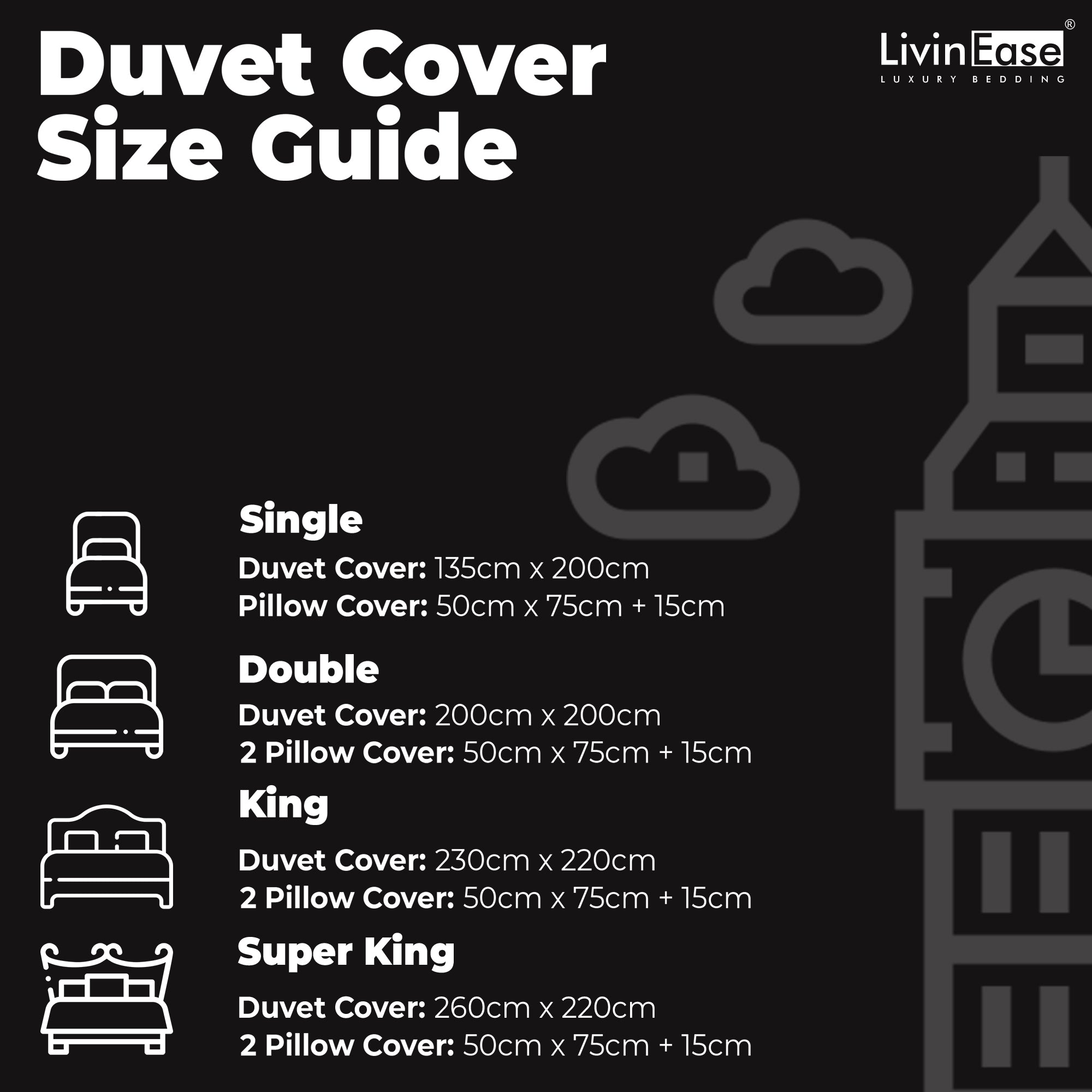 size guide black duvet cover set