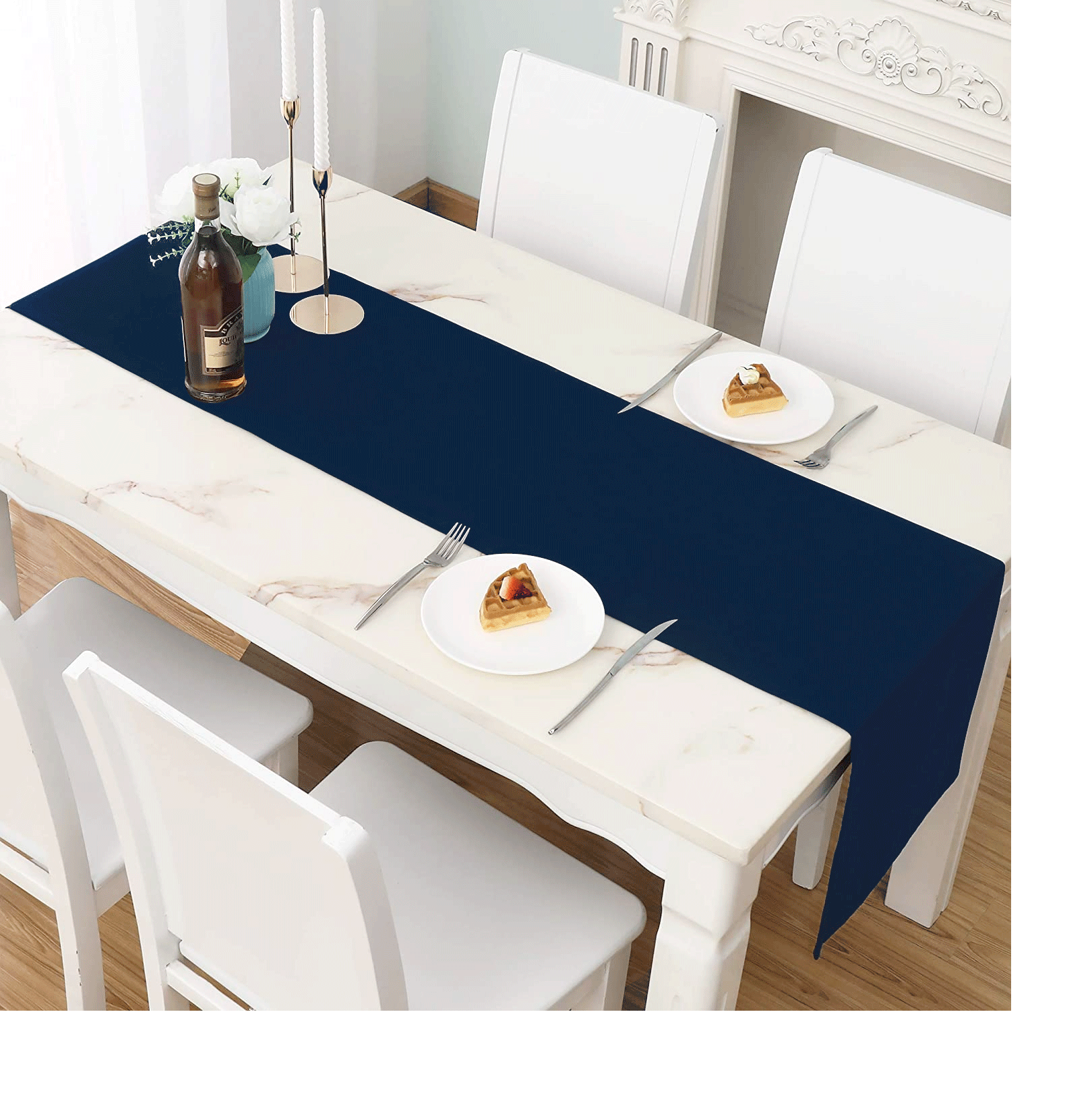 buy navy table runner