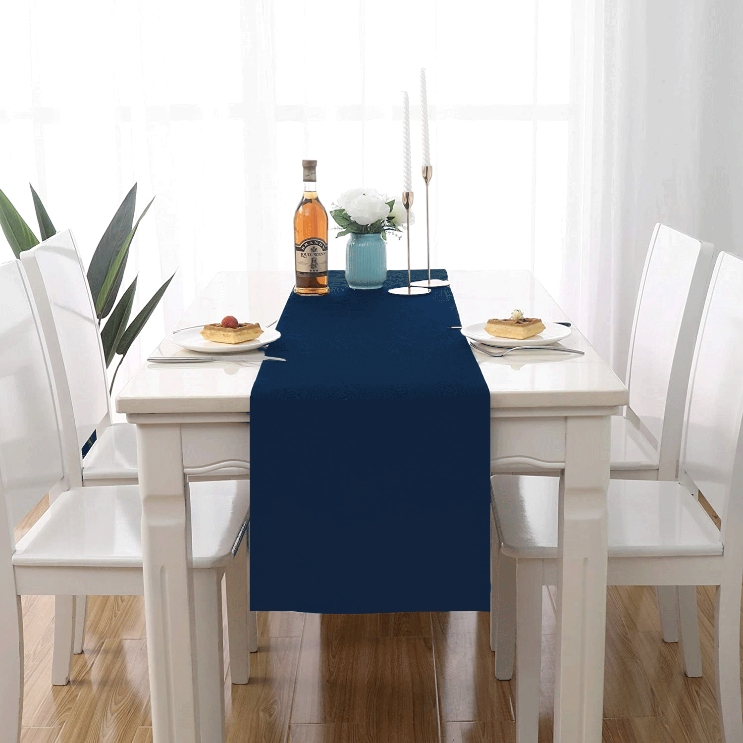 comfortable navy table runner for sale