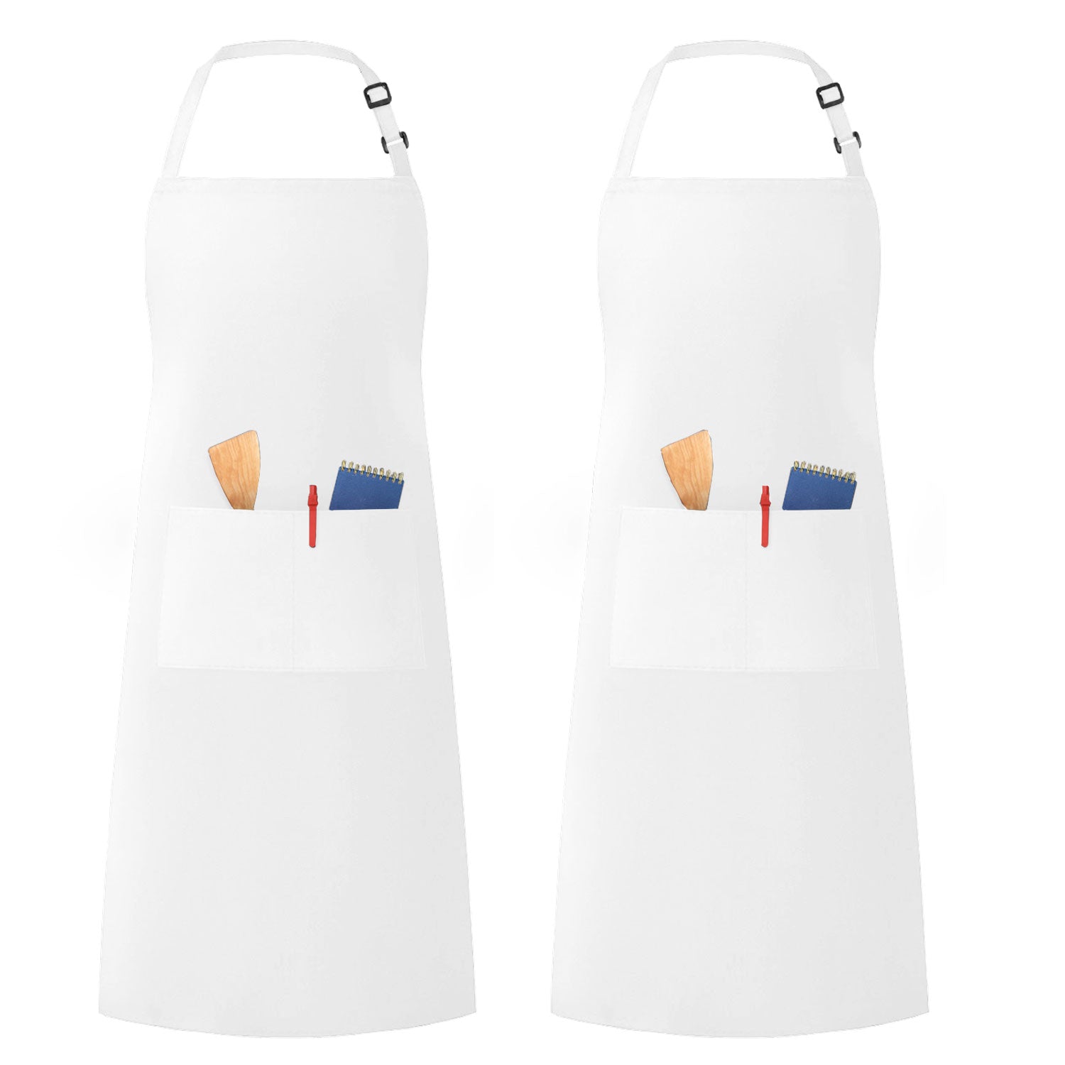 pack of 2 white adjustable bib aprons