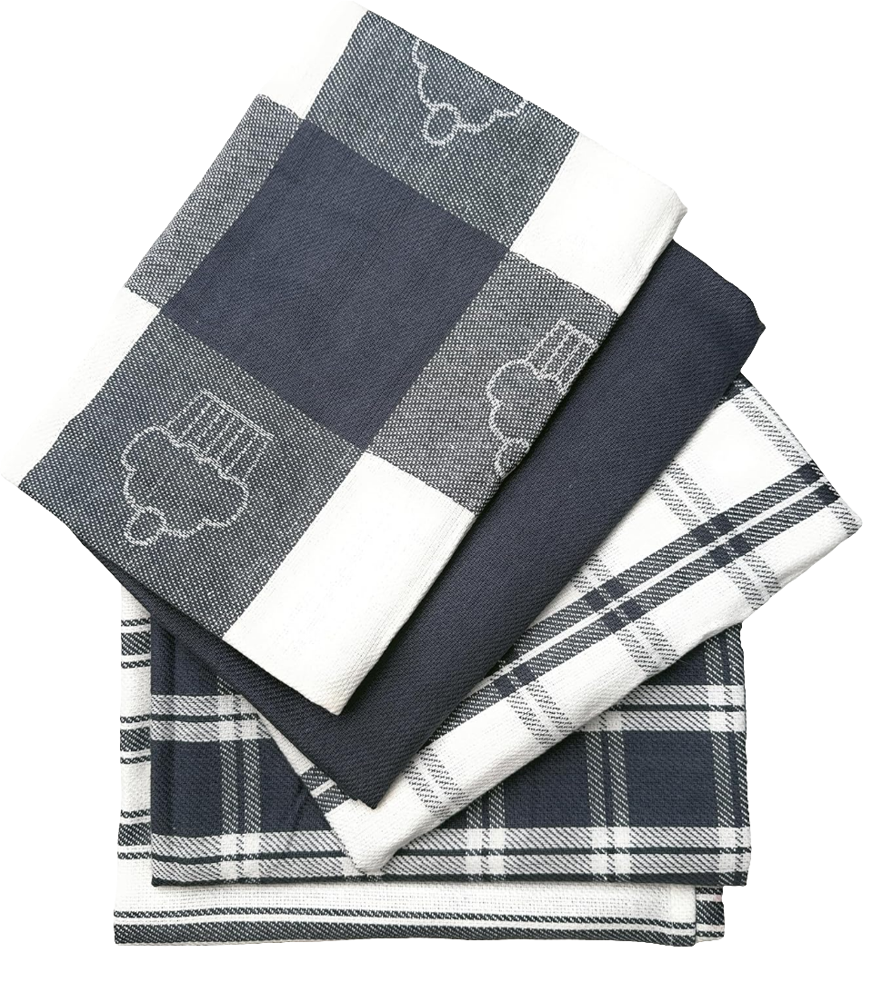 LivinEase Grey Pure Cotton Tea Towels - Pack of 5