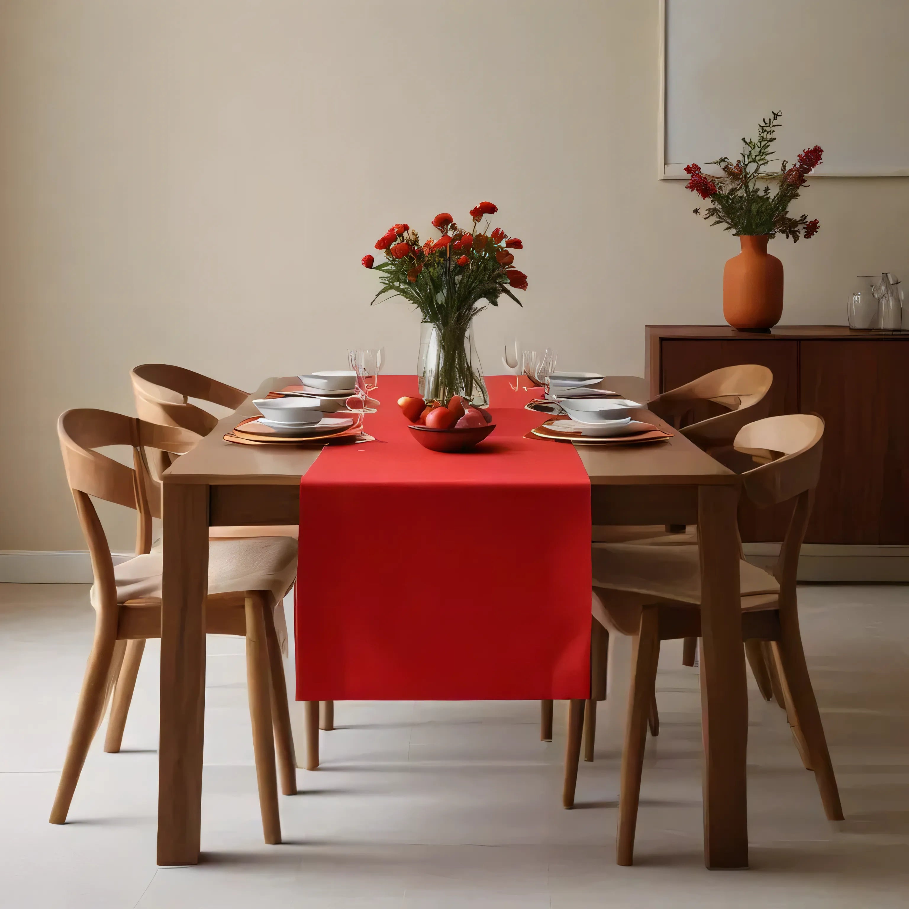 Red Tale Runner Cotton Twill Premium Red Table Runner for Festive Occasions – LivinEase
